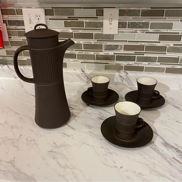 Vintage Dansk Flamestone Coffee service set Coffee pot & Cups & saucers Denmark - Picture 2 of 16